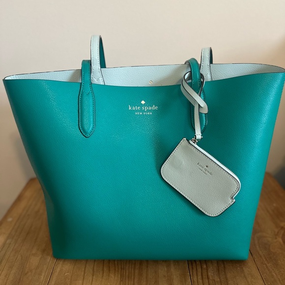 Handbags - Kate Spade Large Leather Reversible Tote in Fig Leaf